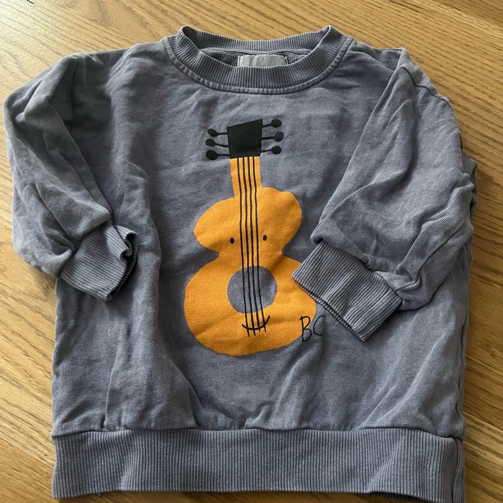 Bobo Choses Gray Sweatshirt with Orange Guitar